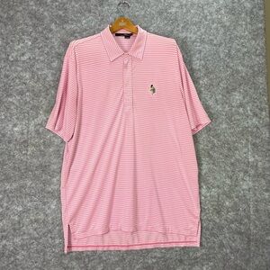 Ralph Lauren RLX Men’s Golf Polo Shirt Size XL Pink White Striped Short Sleeve